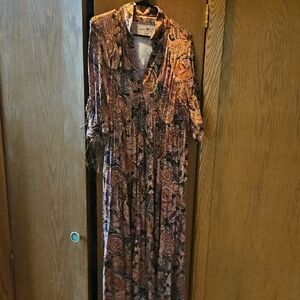 NATURAL LIFE Paisley Midi Dress in Black and Brown